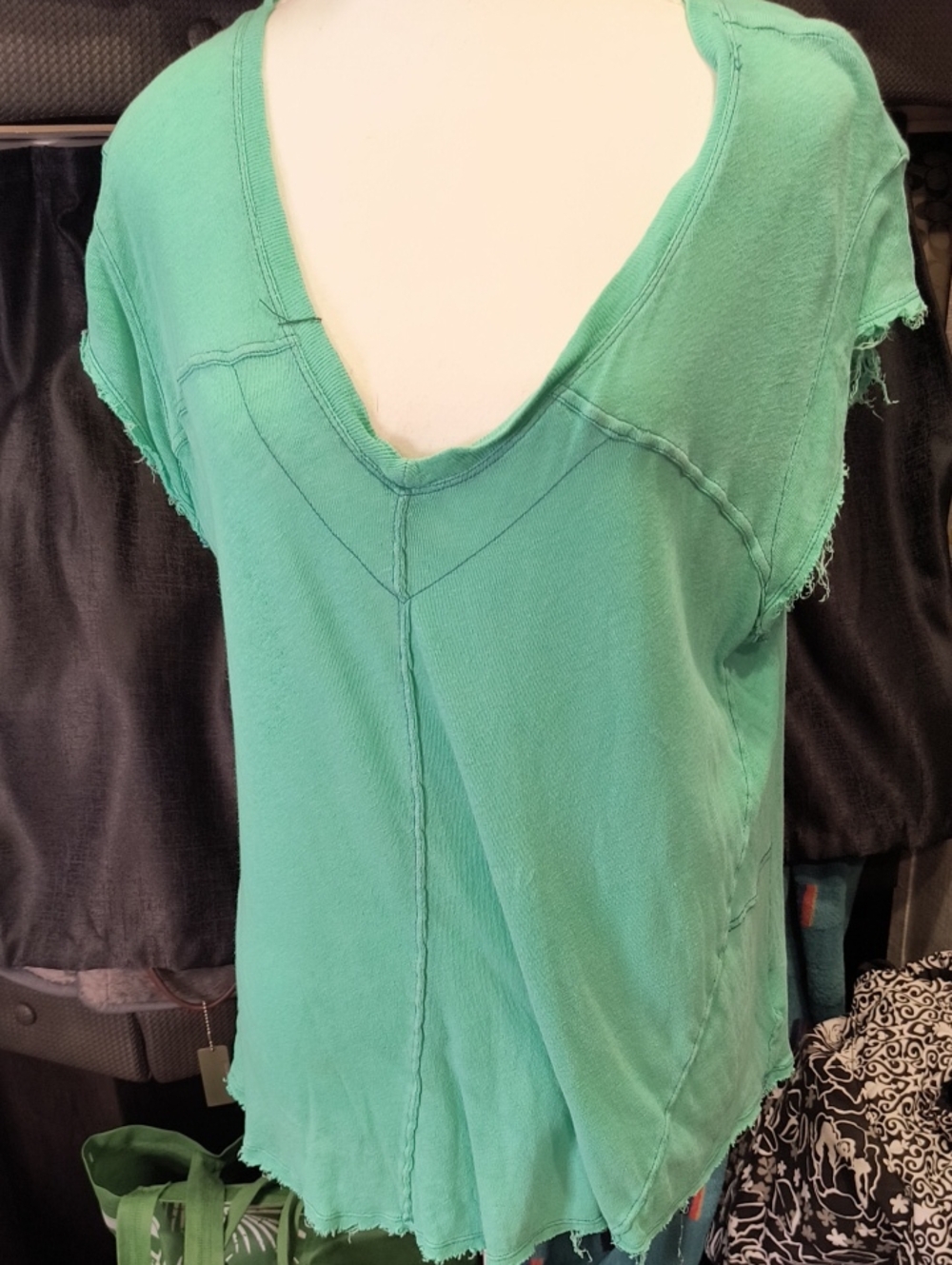 We The Free Women’s Raw-Edge V-Neck Tee in Mint Green, XS